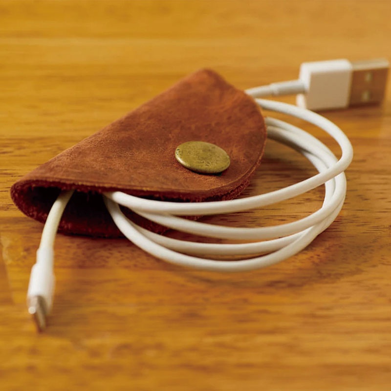 Leather Foldable Taco Organizers-Portable Multifunction Cord Keeper for Bags Travel & Home Tech Gift with Recycled Leather
