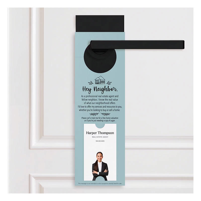 Hey Neighbor Real Estate Agent Door Hanger Tags Custom Realtor Promotional Business Door Hangers