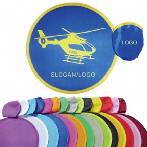 Custom Foldable Hand Fan Foldable Flyer Nylon Round Fold-Up Flying Disc Storage Pouch with Logo