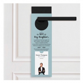 Hey Neighbor Real Estate Agent Door Hanger Tags Custom Realtor Promotional Business Door Hangers